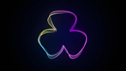 Neon pink and yellow clover on a black background, vibrant and eye catching for St. Patrick Day or floral themed designs.