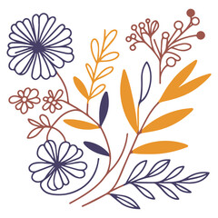 Abstract floral sketch. One line botanical art. Minimalist flower design. Fine print cushion cover. Trendy floral pattern.

