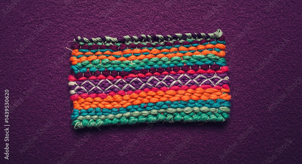 Aufkleber a colorful piece of fabric with a pattern of stripes and squares