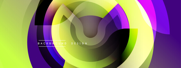 Abstract vibrant circles create dynamic flow. Gradient colors blend, forming modern background design. Smooth shapes suggest movement, energy.