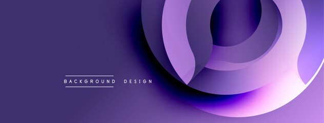 Abstract purple layers create dynamic flow. Smooth curves suggest depth, modern aesthetic. Minimalist design emphasizes gradients, texture.