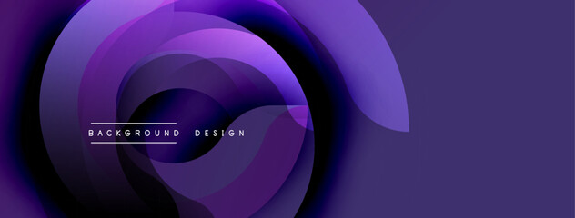 Abstract purple layers create swirling dynamic composition. Gradient shades offer modern visual effect. Minimalist design suits backgrounds.