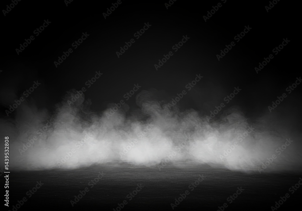 Wall mural atmospheric smoke effect fills the dark room creating a mysterious scene