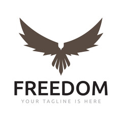 Fototapeta premium Eagle Hawk Falcon Bird Animal Silhouette Flying Flapping Wings Freedom Logo Template