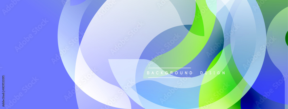 Aufkleber Abstract design features overlapping translucent circles. Blue, green hues create modern visual effect. Minimalist style, smooth gradients present.