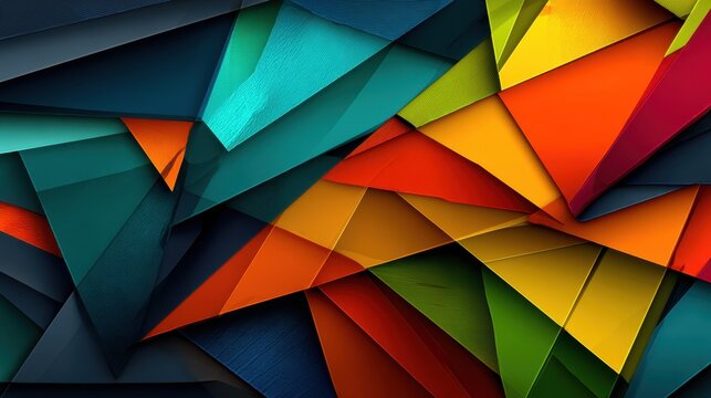 Abstract Colorful Geometric Paper Art with Sharp Angles and Vibrant Hues
