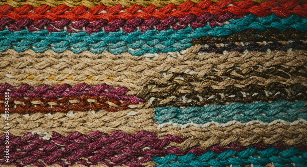 Poster a colorful knitted blanket with a variety of colors and textures