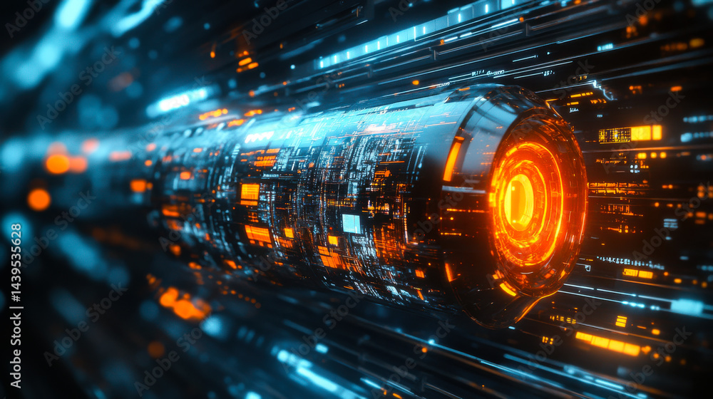 Aufkleber futuristic technology concept showcasing glowing data streams in a high-tech environment