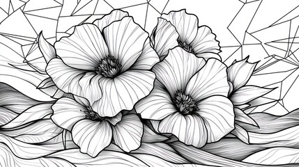 Monochromatic floral design on abstract background