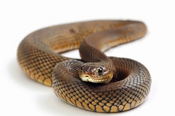 Obraz premium Eastern Brown Snake Facts and Information Isolated On White Background.