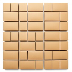 Eco friendly sweet boxes arranged in a neat grid layout, isolated on white background
