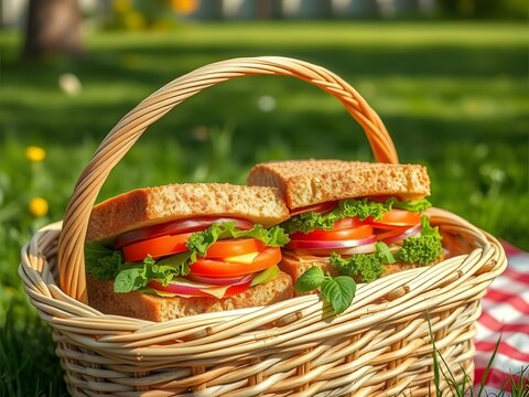 vegetable sandwiches on the basket