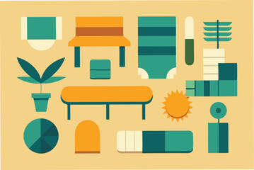 top-view-of-furniture-icons-for-interior-and-lands.eps