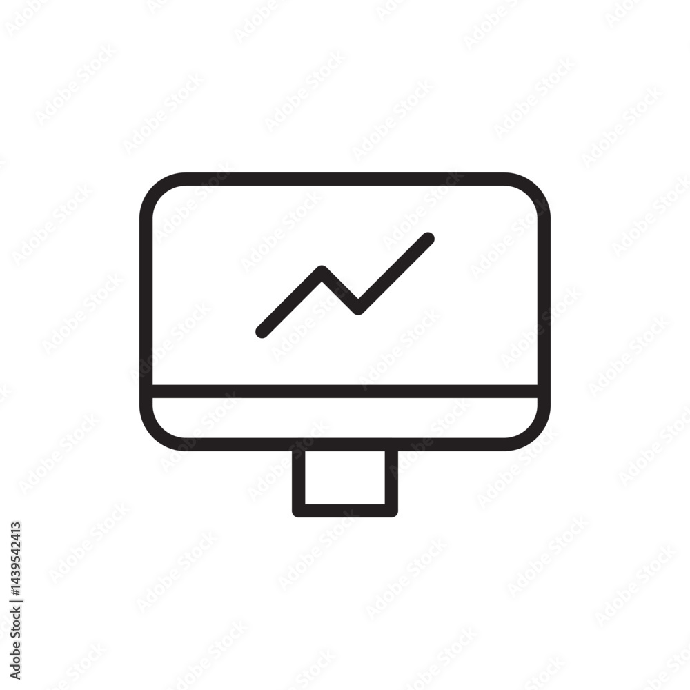 Poster business digital marketing analytics icon simple monitor graphic representing growth and trends in d