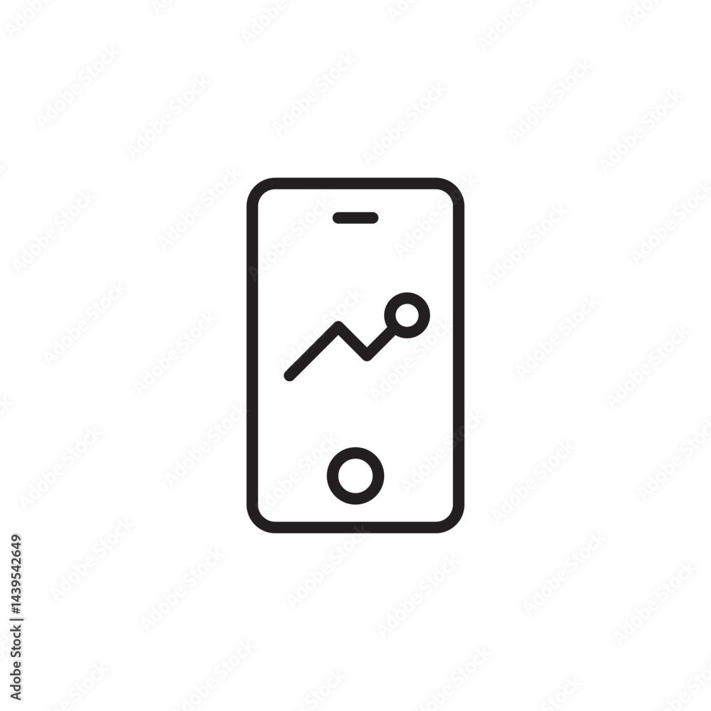 Poster smartphone icon displaying data analysis and growth graph for internet marketing and seo strategies 