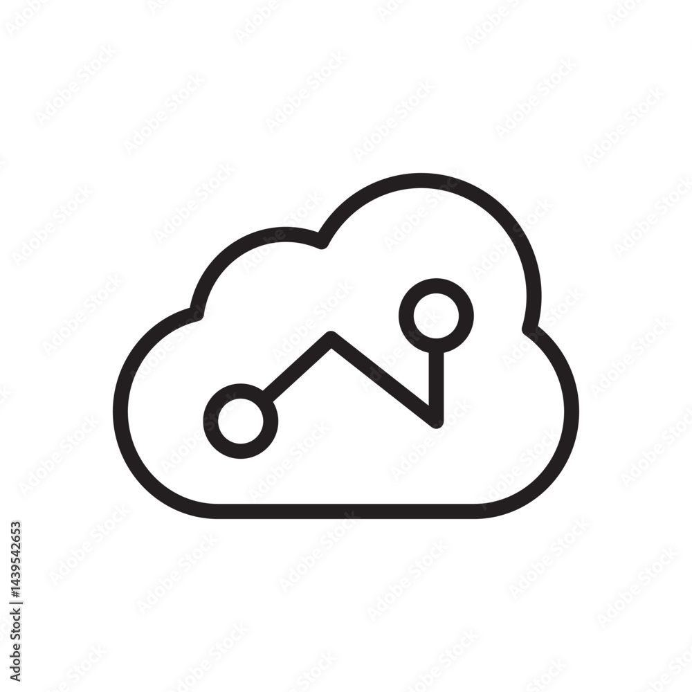 Poster graphical icon representing cloud data analytics and internet marketing strategy for enhancing seo p