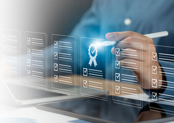 Document checklist management concept. Compliance with internal organization financial services...