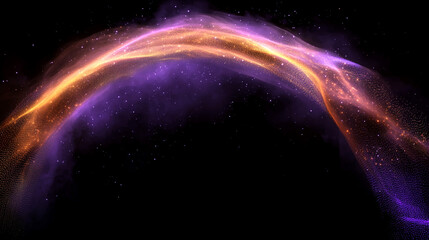 Bright Streak of Color Against a Cosmic Black Background with a Curved Shape. A vibrant and colorful streak of light forming an arc, set against a deep black space-themed backdrop.