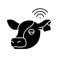 Smart Animal Sensors black glyph icon.