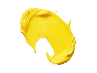 yellow paint stroke isolated on white or transparent png