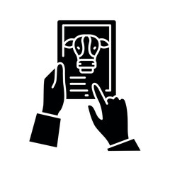 Fototapeta premium Farm Management Software black glyph icon.