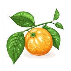 Orange fruit illustration vector graphic design healthy food citrus fruit drawing with leaves art print image on transparent background