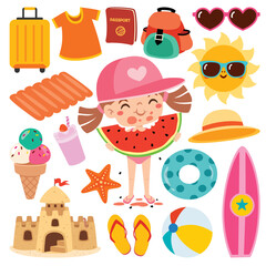 Cartoon Character With Summer Elements