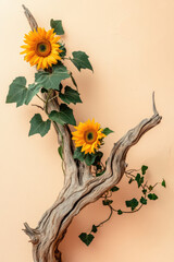 A close-up of an elegantly shaped driftwood branch showcasing its organic beauty and natural form