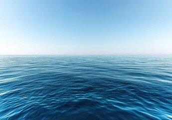 Obraz premium Serene Blue Ocean Under a Clear Sky with Gentle Waves Evoking Calmness and Tranquility on a Bright Day by the Seaside Landscape