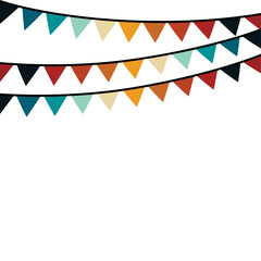 Fototapeta premium Carnival garland with Flag - Flag Colorful Party Decorations Garland pennants Decorative colorful party pennants for birthday celebration, festival