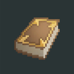 Fototapeta premium brown book with golden frame in pixel art style and isolated background