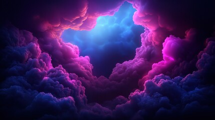 Colorful cloudscape, vibrant sky, glowing hole, dramatic scene