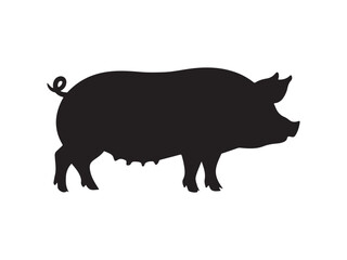 Pig graphic icon. Pig black silhouette isolated on white background. Vector illustration
