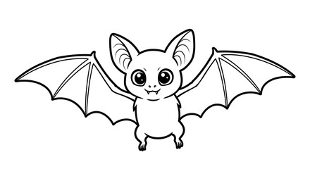 Happy cartoon bat with wings outstretched