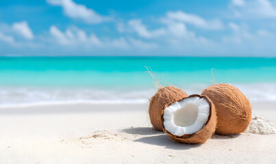 coconut on the beach. generative ai