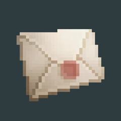 Fototapeta premium an envelope with red sign in pixel art style with isolated background