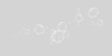 Realistic Transparent Soap Bubbles PNG Overlay for Clean and Fresh Design Concepts