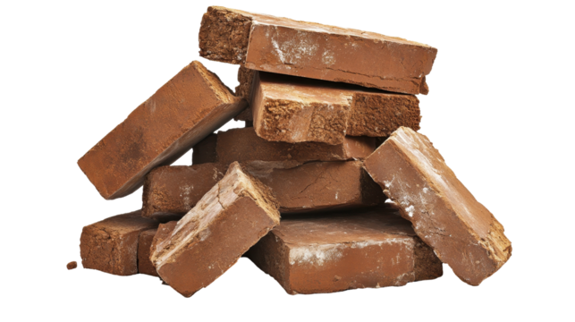 A stacked pile of red bricks suitable for construction projects. transparent background