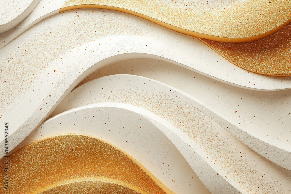 Poster luxury abstract wave background. abstract design with layers of white and gold wave patterns, perfec