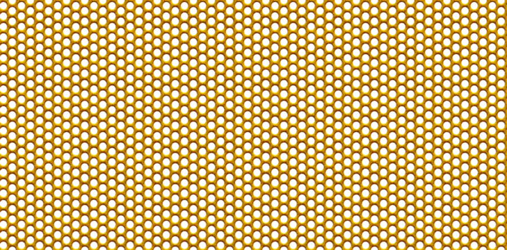 abstract grainy golden circle honeycomb grid loudspeaker mesh background