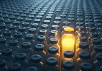 Fototapeta premium Vaccine vials concept highlighting unique solution amidst many options