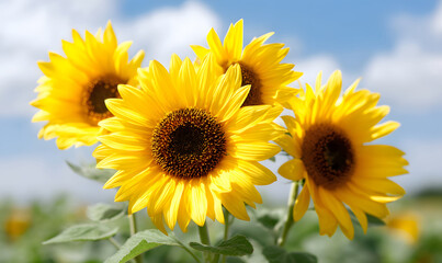Fototapeta premium sunflowers of blue sky-generative ai