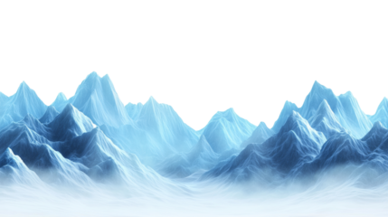 Frosty Blue Mountain Peaks Shrouded in Mist Creating a Tranquil Winter Landscape