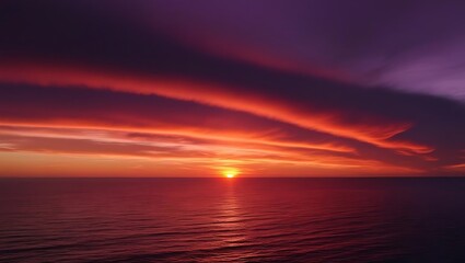 Fototapeta premium sunset over the sea with puple orange sky