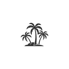 Minimalist Beach Scene with Coconut Trees in Monochrome