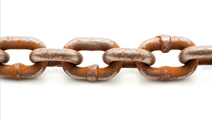 Close up of old rusty chain isolated on white background highresolution ultrahigh quality Depth Sharpness no logos bright lighting soft shadows perfect for stock photo