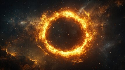 Obraz premium Fiery Ring Nebula: Celestial Inferno in Deep Space nebula fire ring space galaxy cosmos universe sky