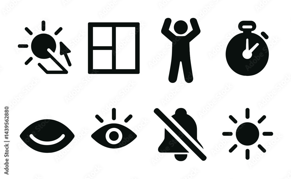 Poster user interface flat icons set – clean and minimal ui, web, and app design symbols: cursor, window, u