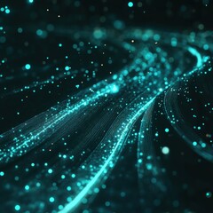 Abstract Teal Particle Wave