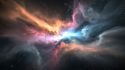 Abstract Nebula Cloud with Stars, Cosmic Colorful Explosion nebula space stars galaxy cosmic cloud